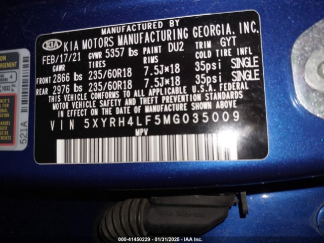 2021 KIA SORENTO 5XYRH4LF5MG035009 Photo 8