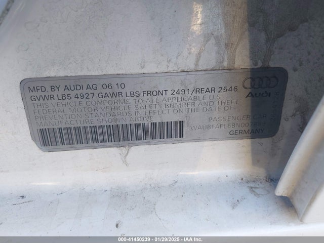 2011 AUDI A4 WAUBFAFL6BN007889 Photo 8