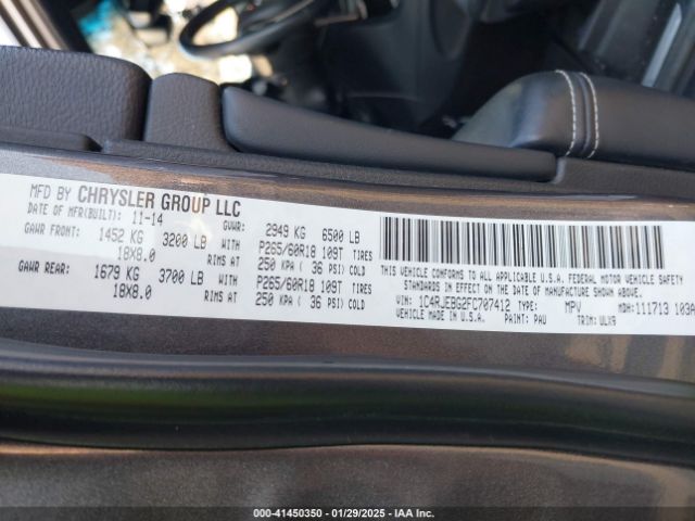 1C4RJEBG2FC707412 Jeep Grand Cherokee Limited