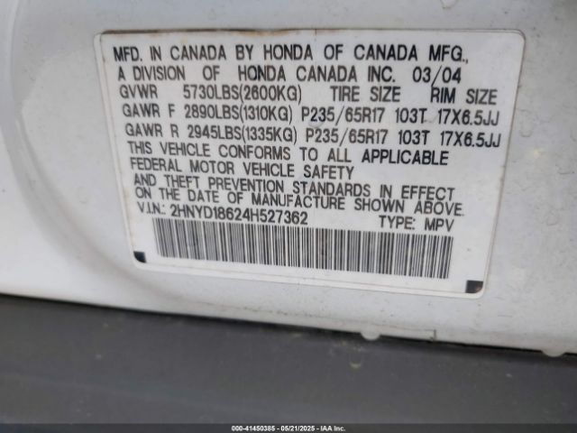 2004 ACURA MDX 2HNYD18624H527362 Photo 8