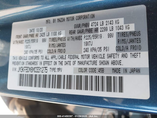 Mazda py cylinder decativation 2021 JM3KFBDM8M0331275 Image 9