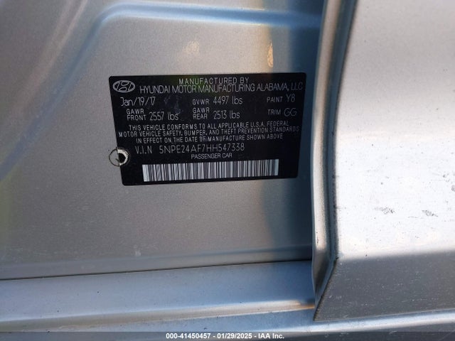 5NPE24AF7HH547338 Hyundai SONATA SE
