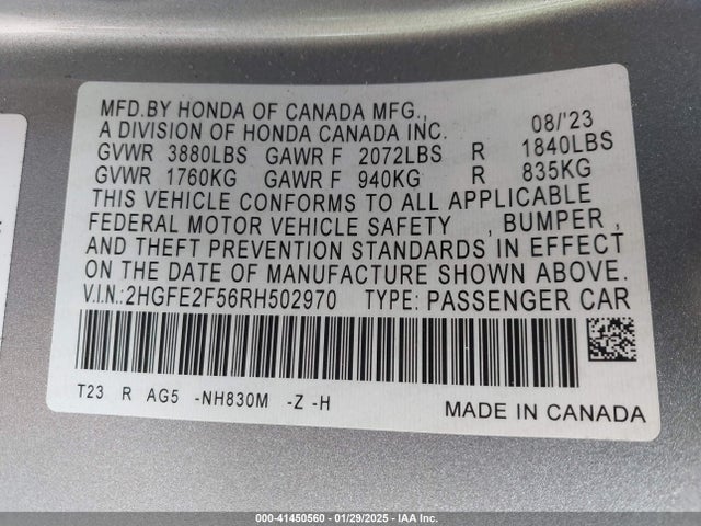 Honda Civic Sport 2024 2HGFE2F56RH502970 Image 9