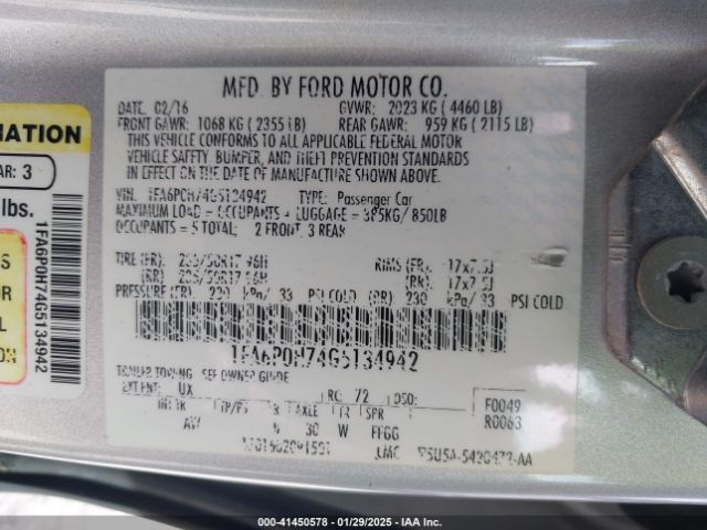 1FA6P0H74G5134942 Ford FUSION SE