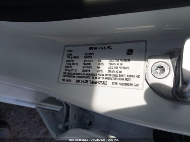 5YJ3E1EA4NF323322 Tesla Model 3 Rear-wheel Drive