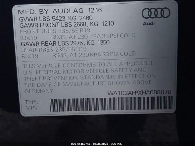WA1C2AFPXHA088878 Audi Q5 2.0t Premium