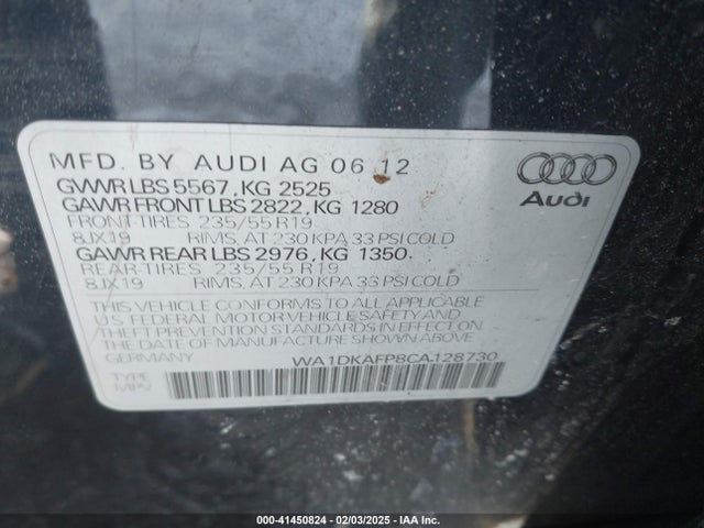 2012 AUDI Q5 WA1DKAFP8CA128730 Photo 8