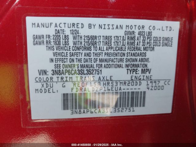 3N8AP6CA3SL352751 Nissan Kicks Sv Fwd