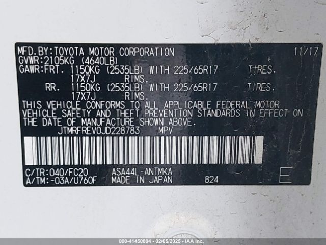 JTMRFREV0JD228783 Toyota Rav4 Adventure/xle