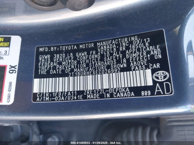 Toyota COROLLA L 2014 2T1BURHEXEC026992 Image 9