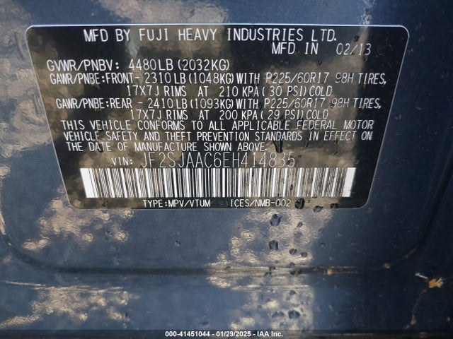 Subaru Forester 2.5i 2014 JF2SJAAC6EH414835 Image 9
