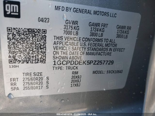 1GCPDDEK5PZ257729 Chevrolet Silverado 1500 4wd  Standard Bed Lt