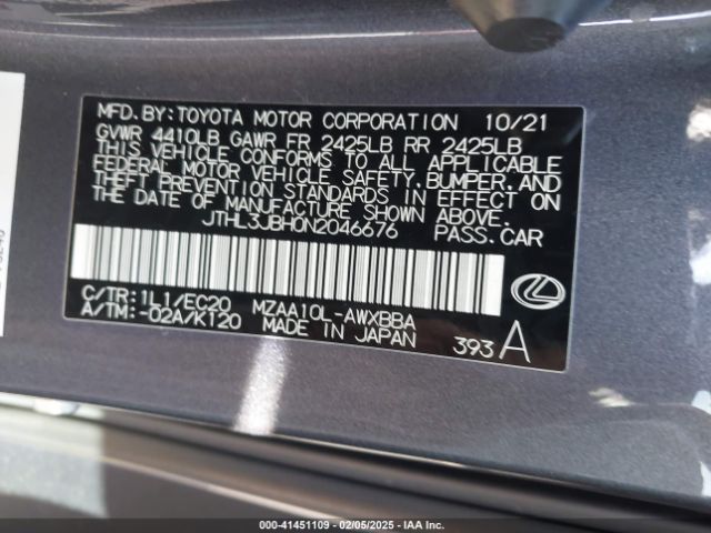 JTHL3JBH0N2046676 Lexus Ux 200 Luxury
