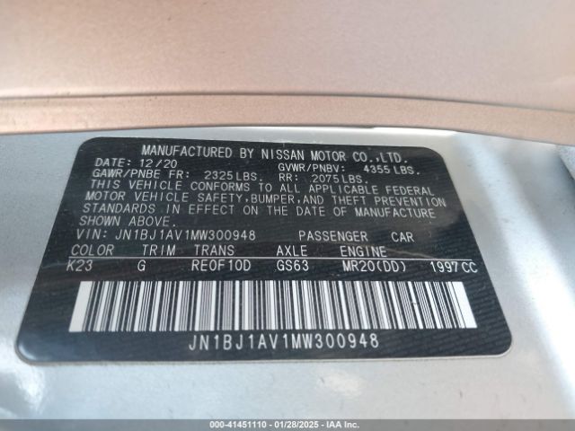 JN1BJ1AV1MW300948 Nissan Rogue Sport S Fwd Xtronic Cvt