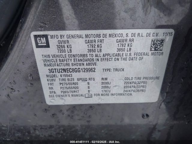 3GTU2NEC8GG129962 GMC Sierra 1500 Slt
