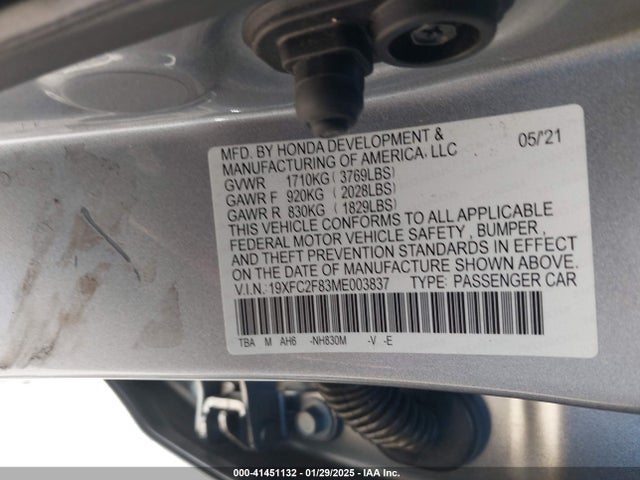 Honda Civic Sport 2021 19XFC2F83ME003837 Image 9