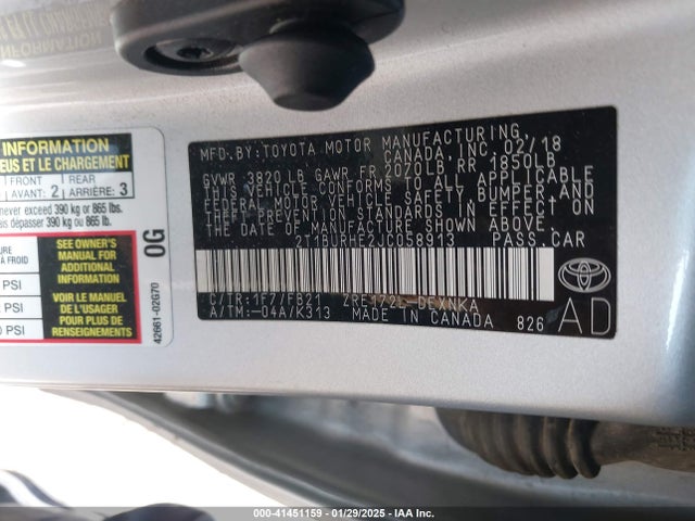 Toyota COROLLA LE 2018 2T1BURHE2JC058913 Image 9