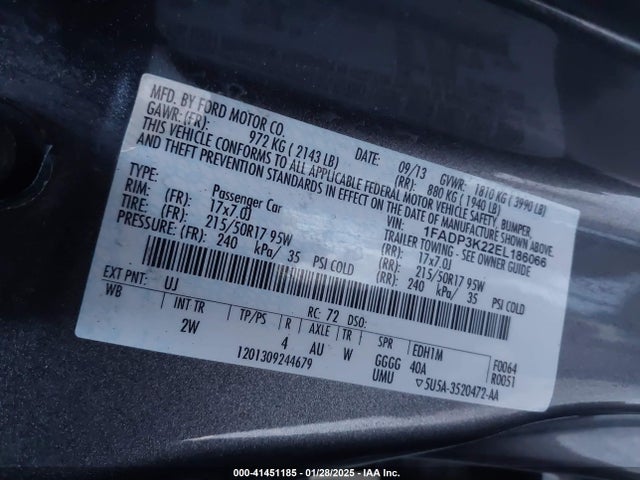 Ford FOCUS SE 2014 1FADP3K22EL186066 Image 9