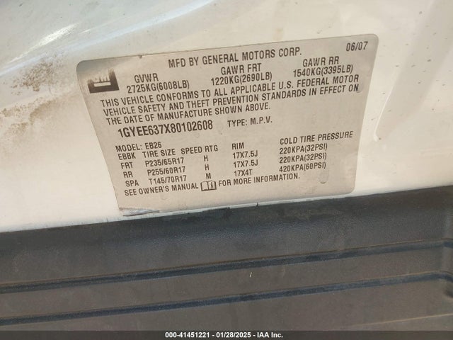 2008 CADILLAC SRX 1GYEE637X80102608 Photo 8