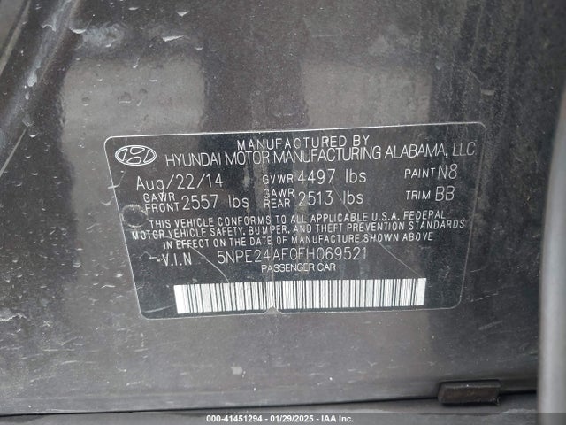 Hyundai SONATA SE 2015 5NPE24AF0FH069521 Image 9