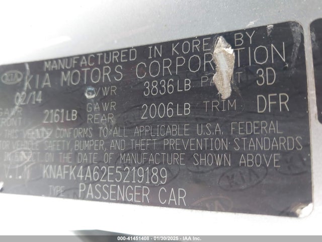 KIA FORTE LX 2014 KNAFK4A62E5219189 Image 9