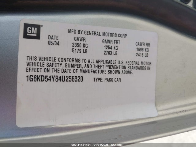 2004 CADILLAC DEVILLE 1G6KD54Y84U256320 Photo 8