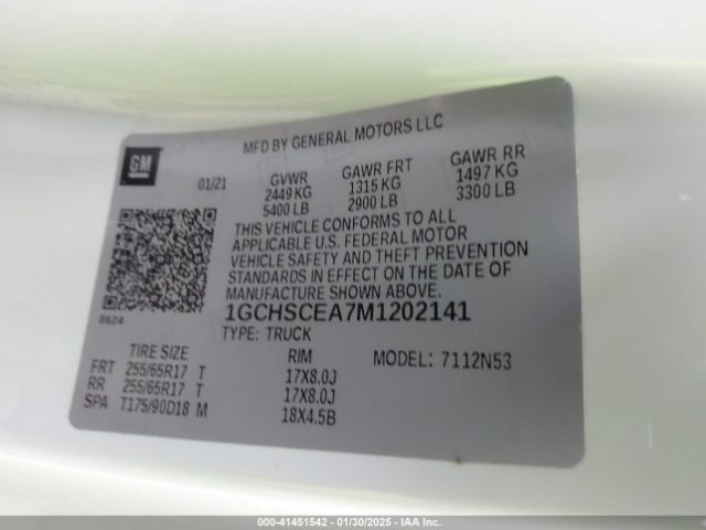 1GCHSCEA7M1202141 Chevrolet Colorado 2wd  Long Box Lt