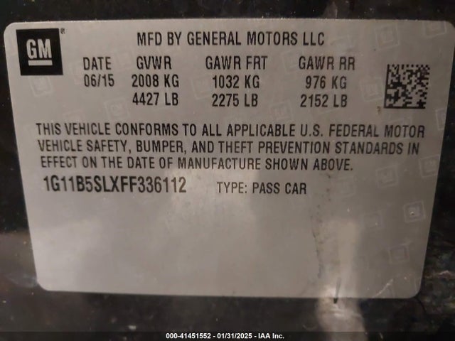 1G11B5SLXFF336112 Chevrolet MALIBU LS
