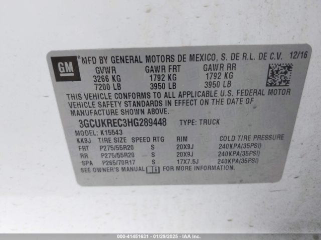 3GCUKREC3HG289448 Chevrolet Silverado 1500 1lt