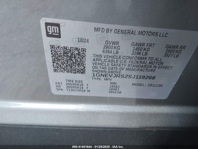 1GNEVJRS2SJ119268 Chevrolet Traverse Awd Z71