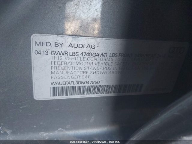 2013 AUDI A4 WAUEFAFL3DN047850 Photo 8