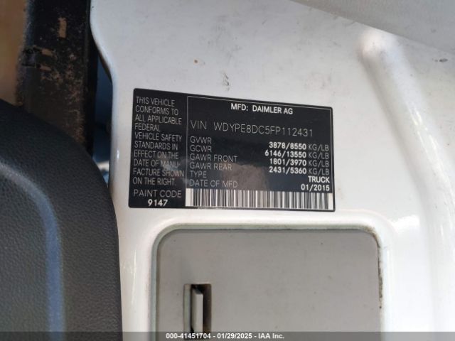 WDYPE8DC5FP112431 Freightliner Sprinter 2500 High Roof