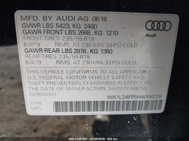 2017 AUDI Q5 WA1L2AFP5HA008239 Photo 8