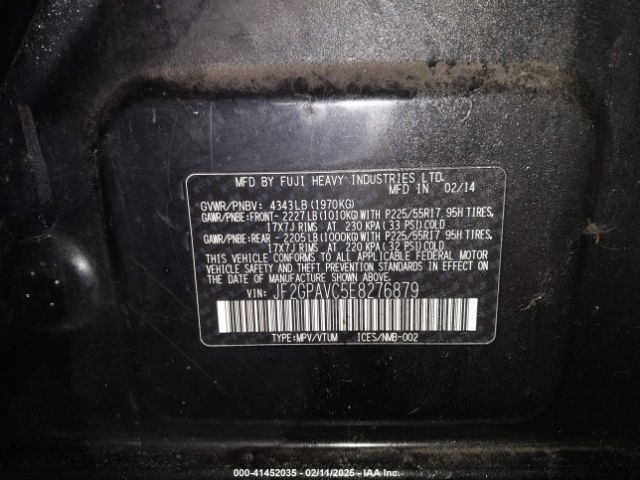 JF2GPAVC5E8276879 Subaru Xv Crosstrek 2.0i Premium