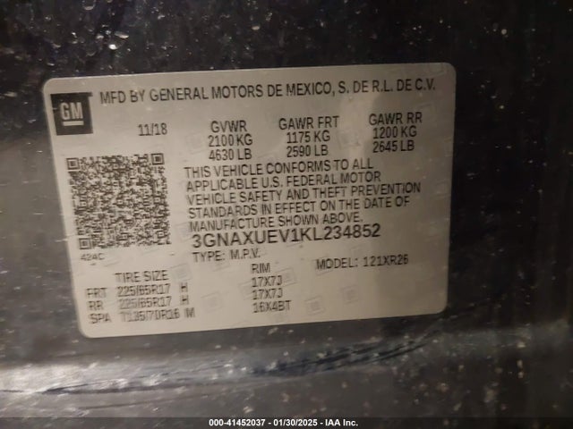 3GNAXUEV1KL234852 Chevrolet EQUINOX LT