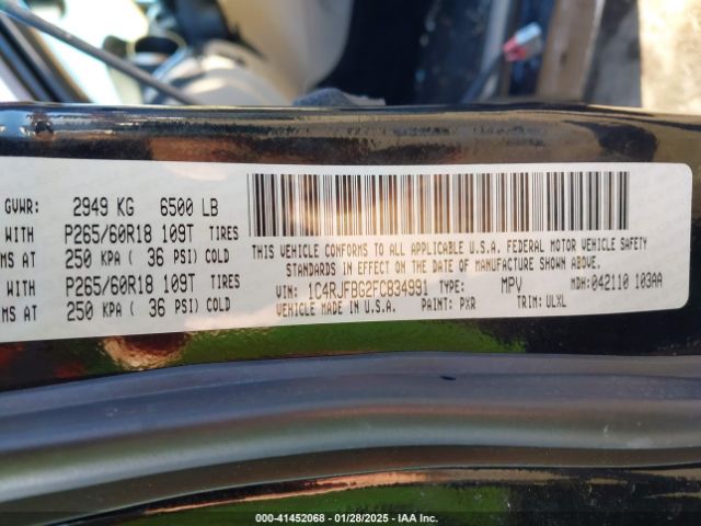 1C4RJFBG2FC834991 Jeep Grand Cherokee Limited