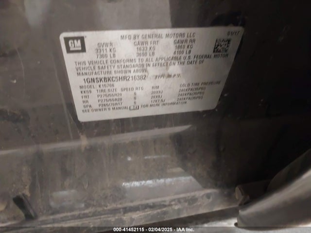 Chevrolet Tahoe Lt 2017 1GNSKBKC5HR216382 Image 9