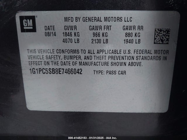 Chevrolet Cruze 1lt Auto 2014 1G1PC5SB8E7466042 Image 9