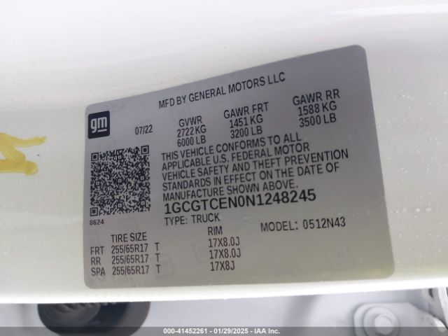 1GCGTCEN0N1248245 Chevrolet Colorado 4wd  Short Box Lt
