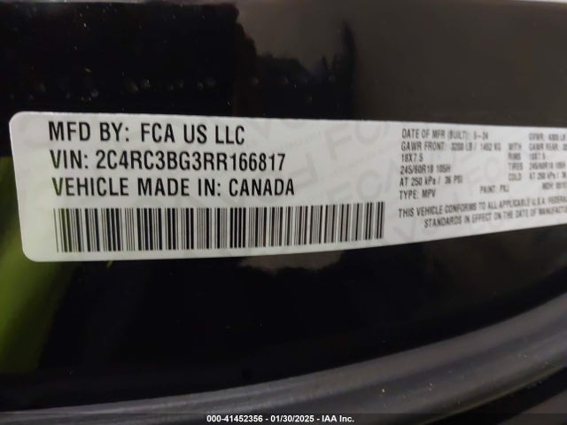 Chrysler Pacifica Touring L Awd 2024 2C4RC3BG3RR166817 Image 9