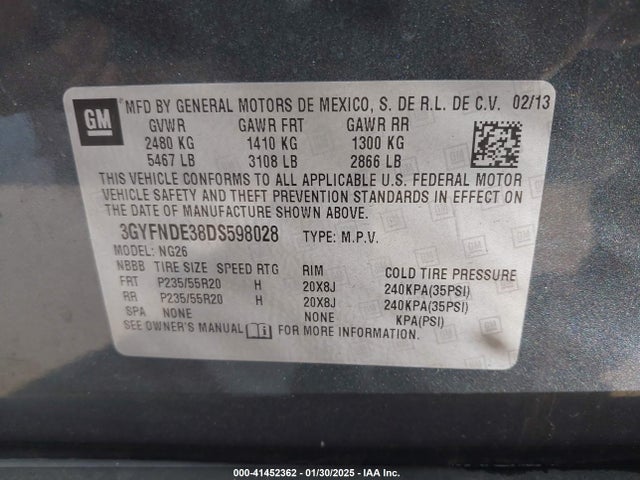 2013 CADILLAC SRX 3GYFNDE38DS598028 Photo 8