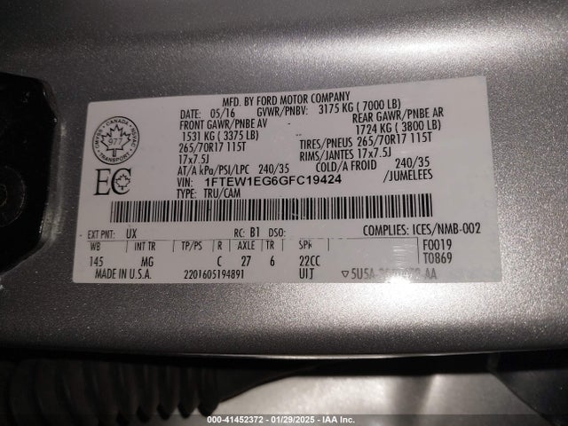 Ford F-150 Xlt 2016 1FTEW1EG6GFC19424 Image 9