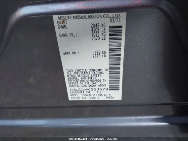 1N4AZ1CVXMC553479 Nissan Leaf Sv 40 Kwh