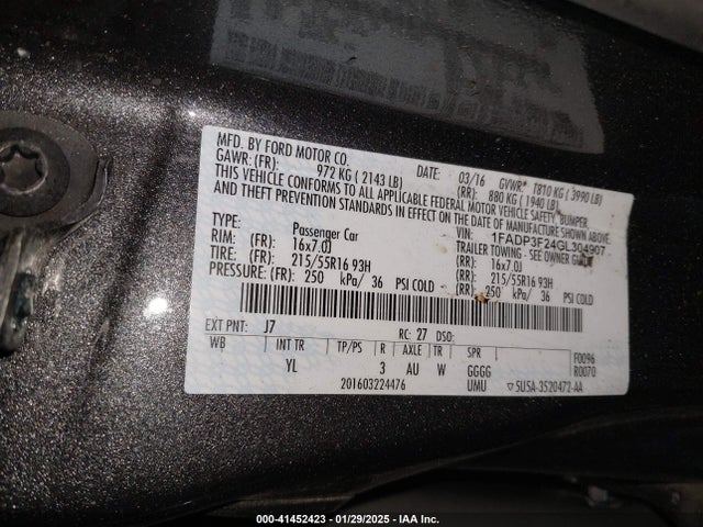 Ford FOCUS SE 2016 1FADP3F24GL304907 Image 9