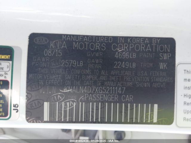 KNALN4D7XG5211147 KIA Cadenza Premium