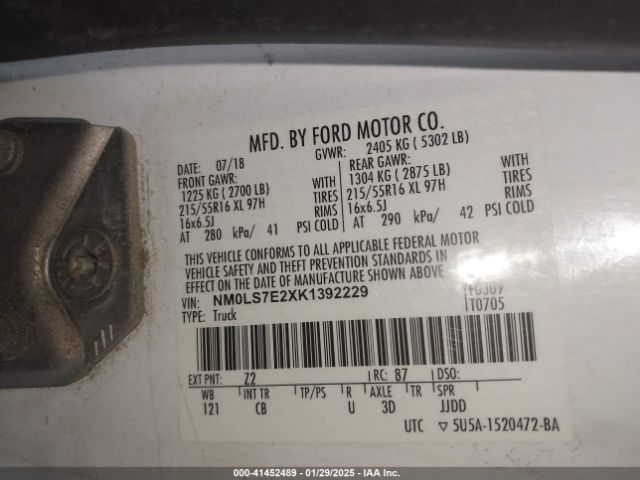 NM0LS7E2XK1392229 Ford Transit Connect Xl