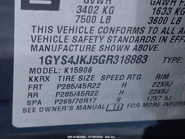 2016 CADILLAC ESCALADE ESV 1GYS4JKJ5GR318883 Photo 8