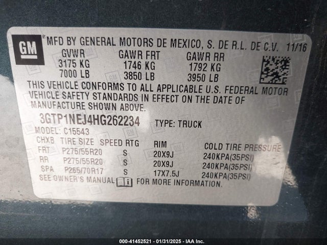 GMC Sierra 1500 Slt 2017 3GTP1NEJ4HG262234 Image 9
