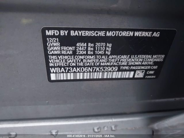 WBA73AK06N7K53909 BMW 228 Gran Coupe I Xdrive