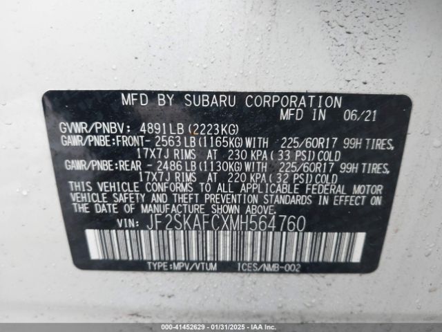 2021 SUBARU FORESTER JF2SKAFCXMH564760 Photo 8
